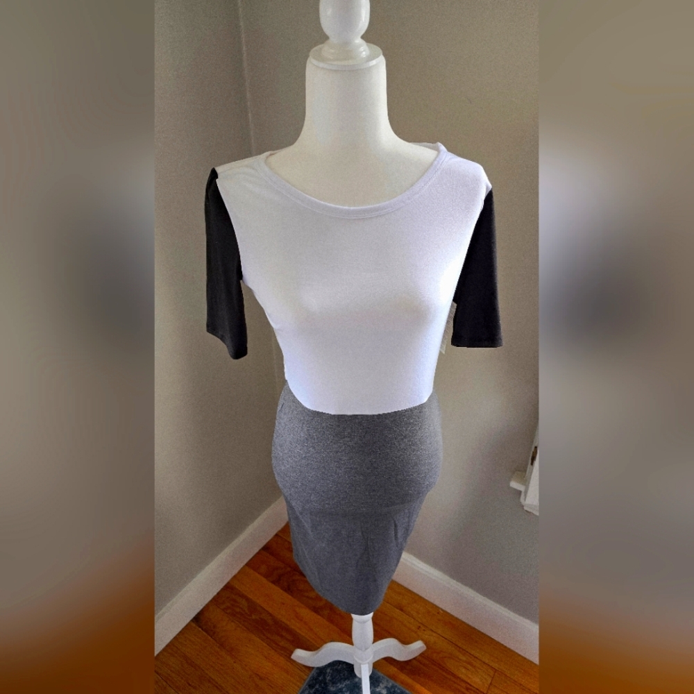 LuLaroe Julia - Gray and White Women's Dress